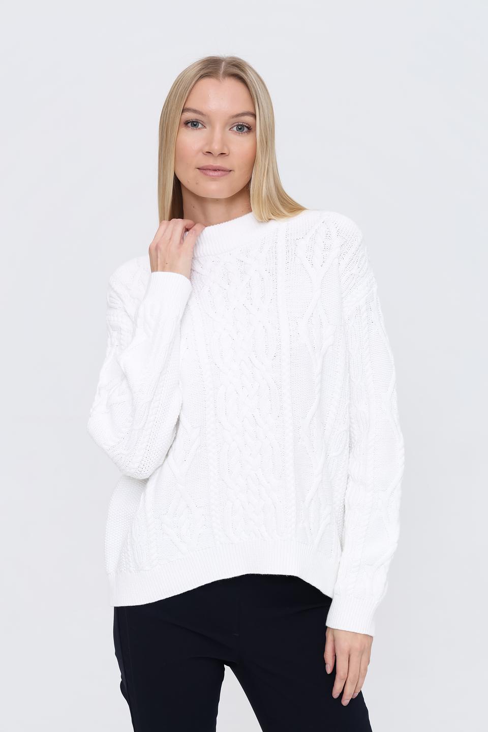 Пуловер Oui женский белый с косами