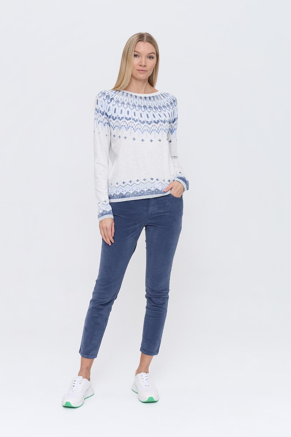 Пуловер Oui с узором белый