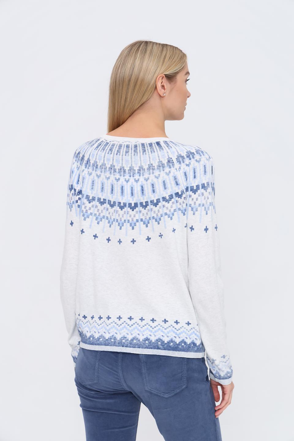 Пуловер Oui с узором белый
