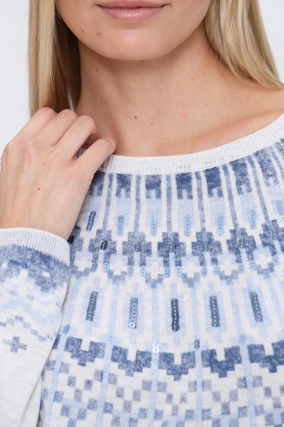 Пуловер Oui с узором белый