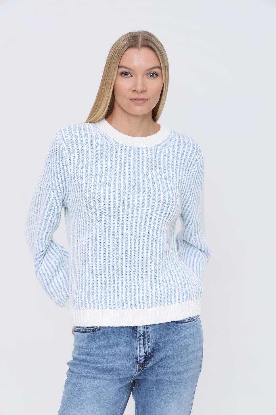 Пуловер Oui в полоску голубой