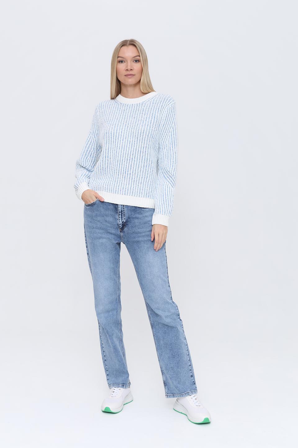 Пуловер Oui в полоску голубой