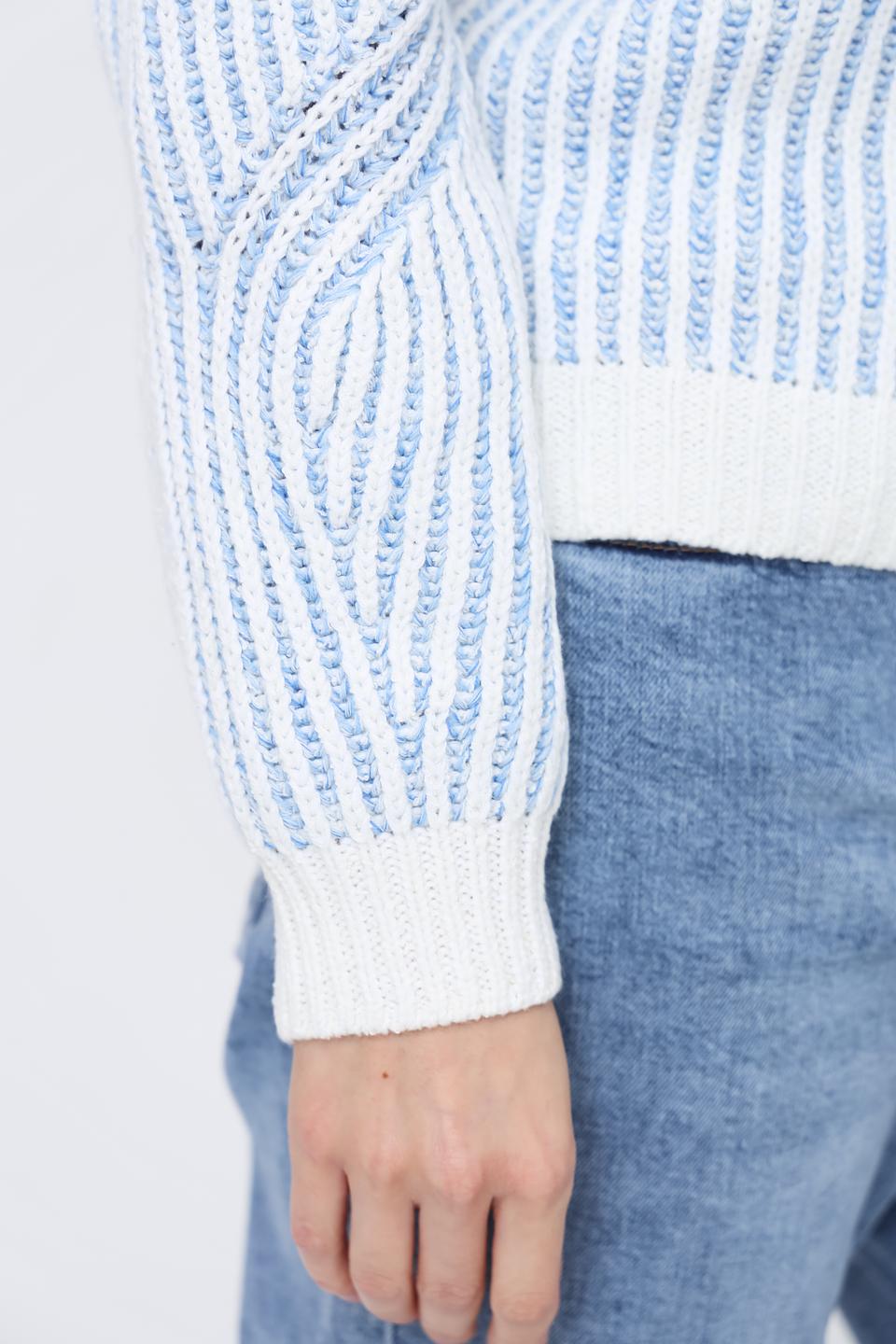 Пуловер Oui в полоску голубой