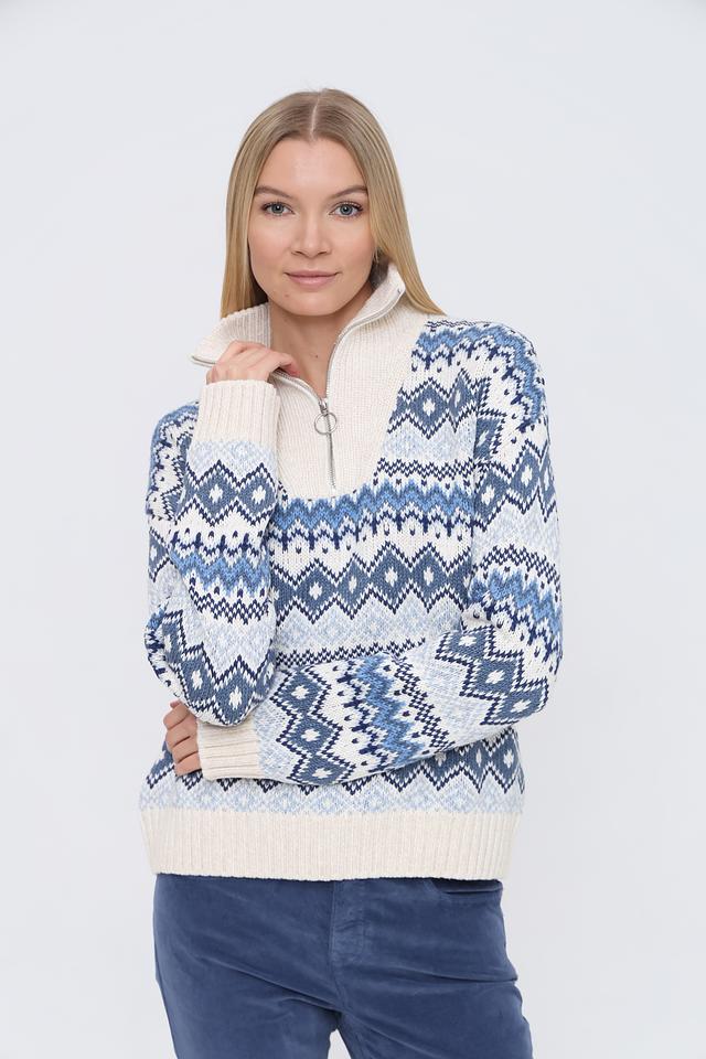 Пуловер Oui с узором голубой