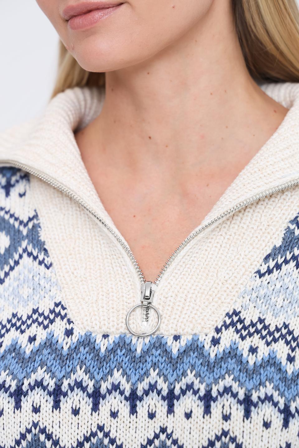 Пуловер Oui с узором голубой