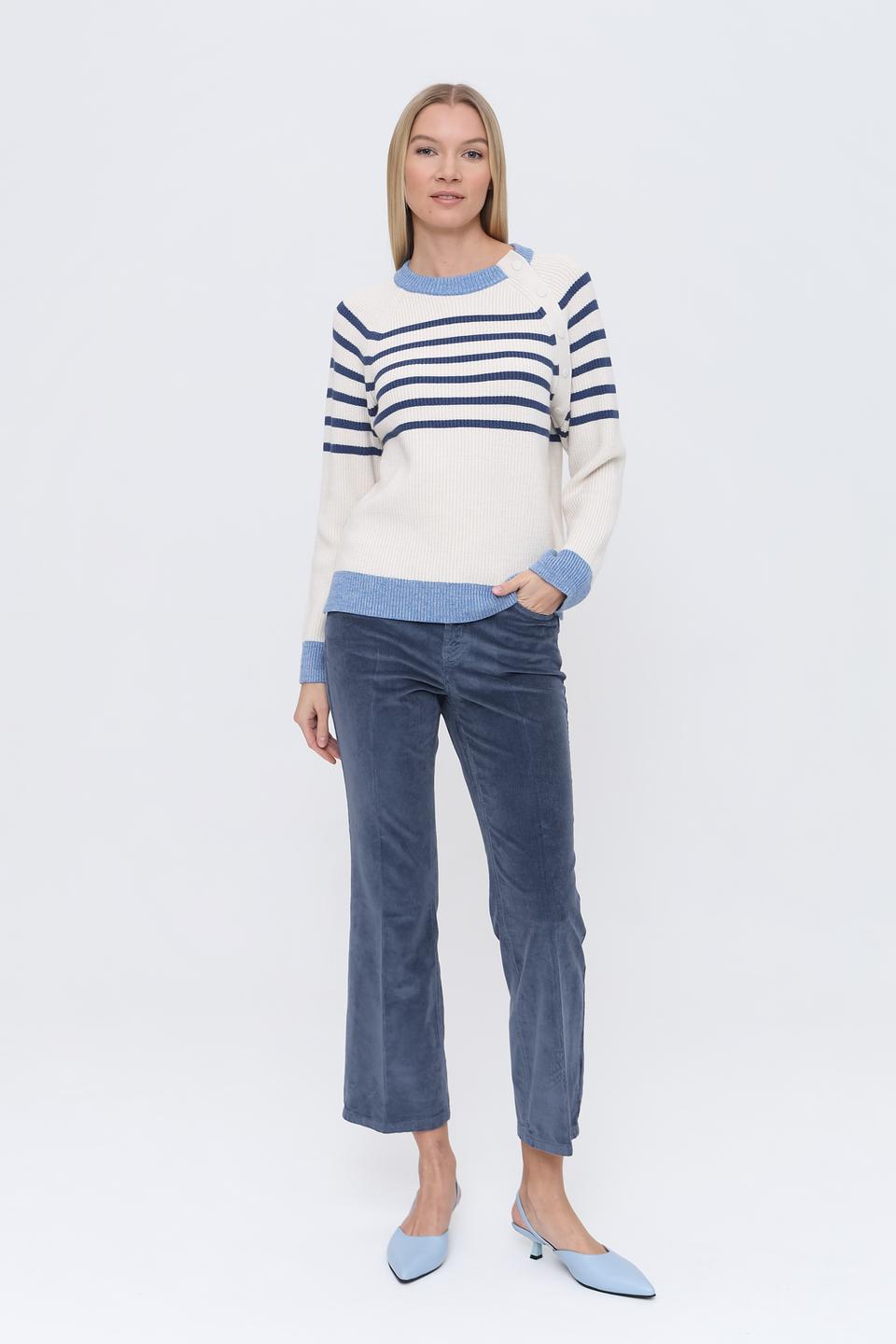 Пуловер Oui в полоску кремовый