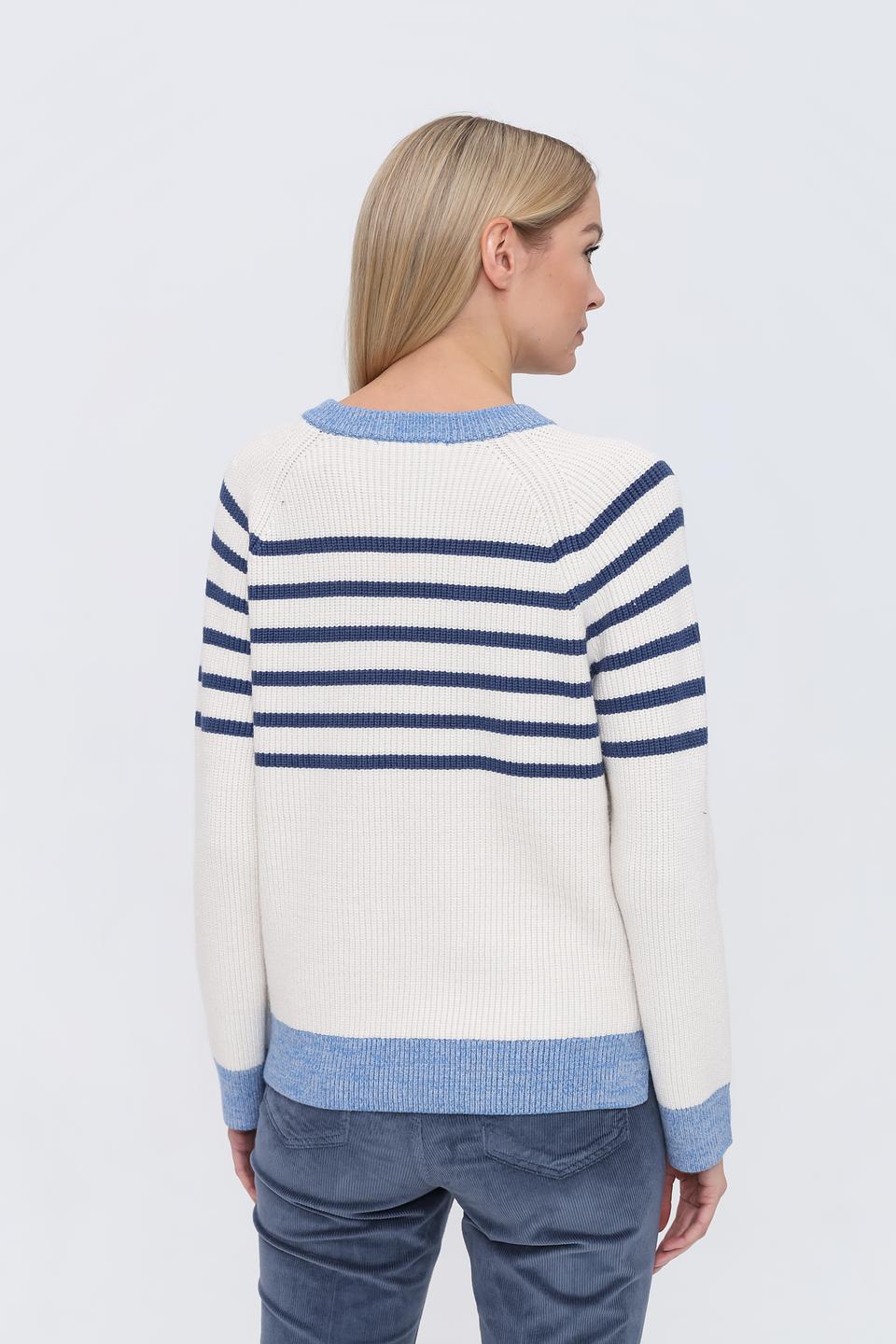 Пуловер Oui в полоску кремовый