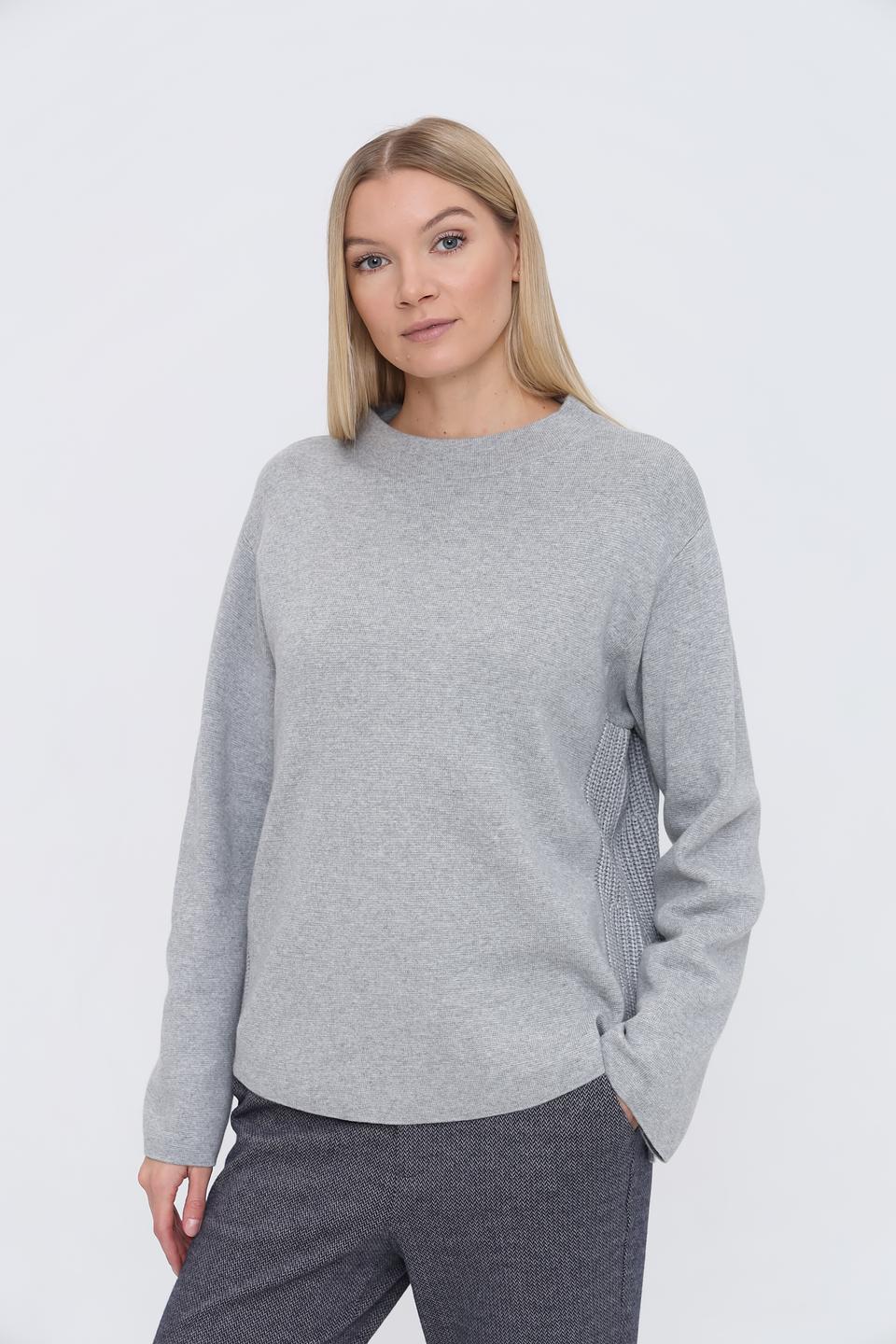 Пуловер Oui серый с сеткой