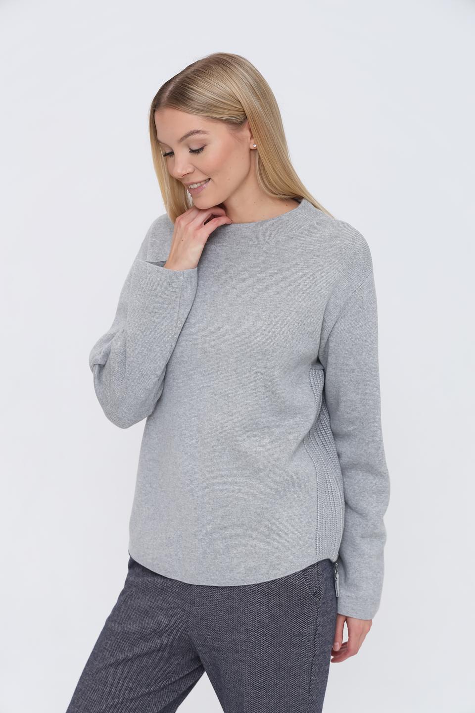 Пуловер Oui серый с сеткой