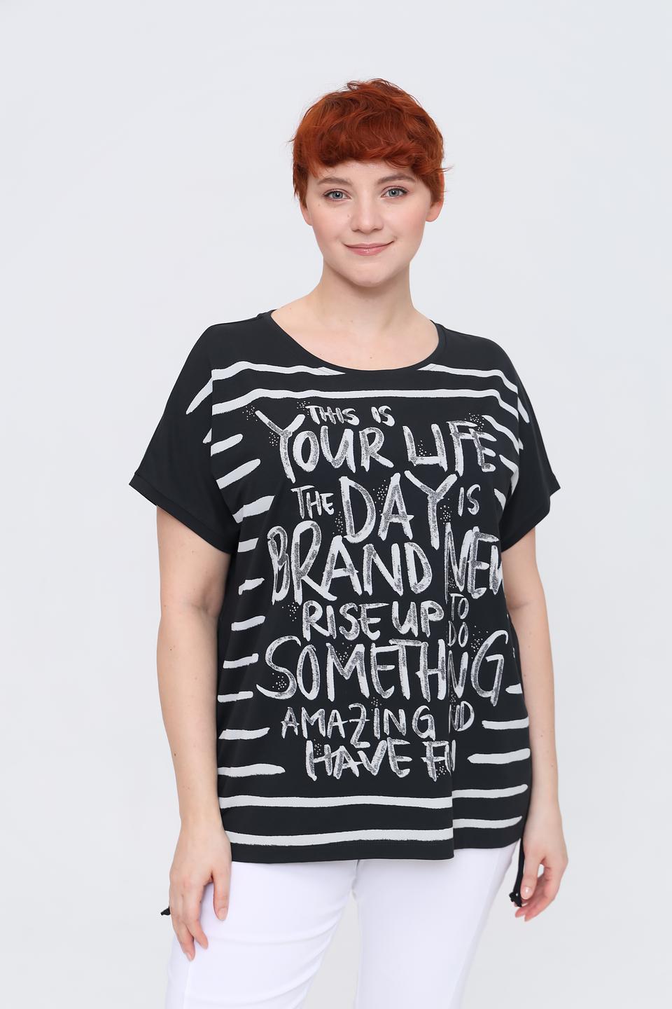 Футболка Via Appia с принтом чёрная