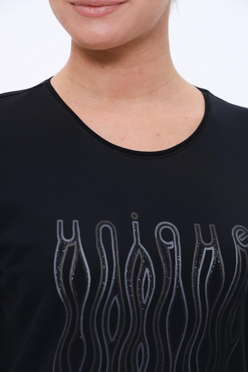 Лонгслив Bianca с принтом чёрный