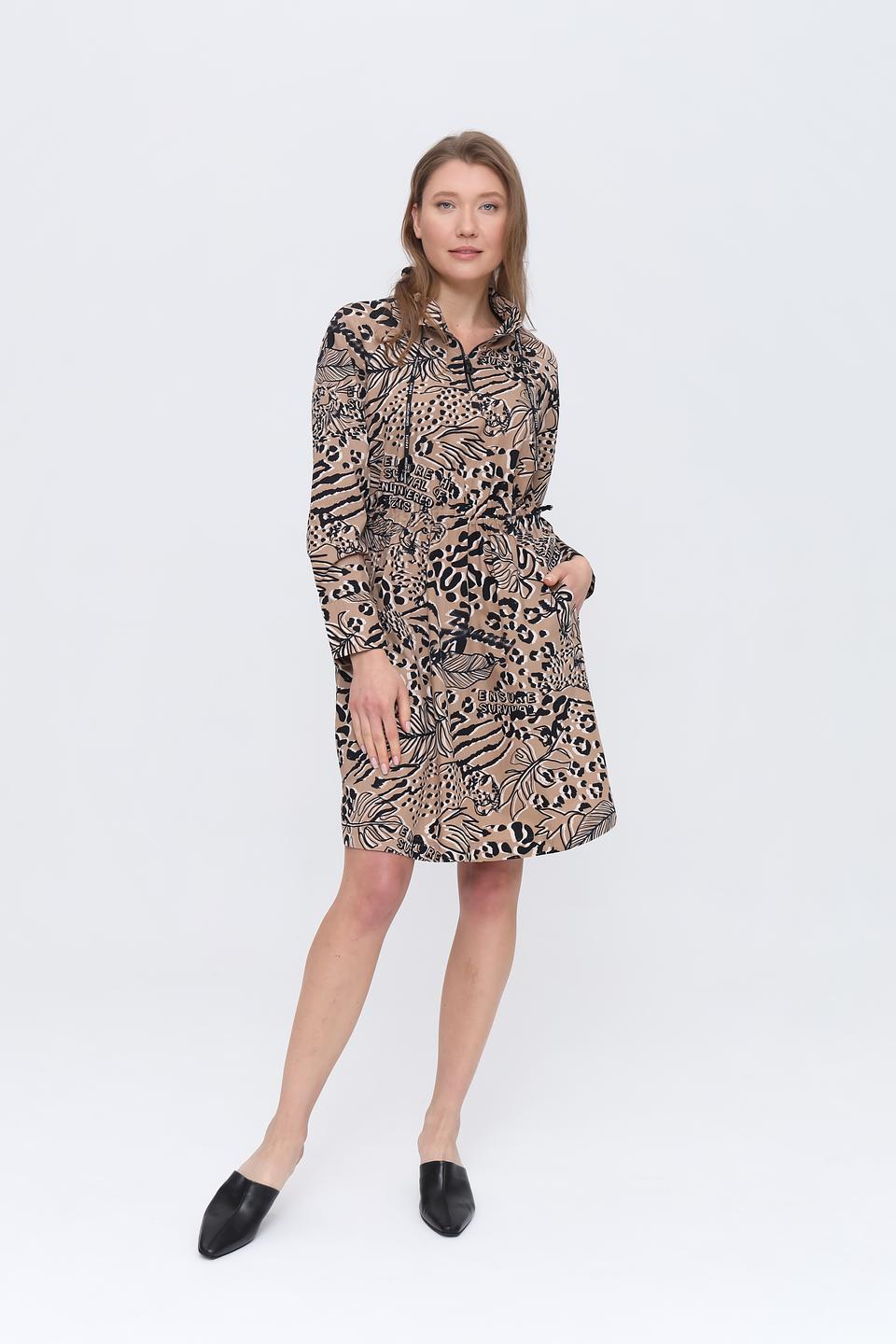 Платье Marc Cain с принтом бежевое