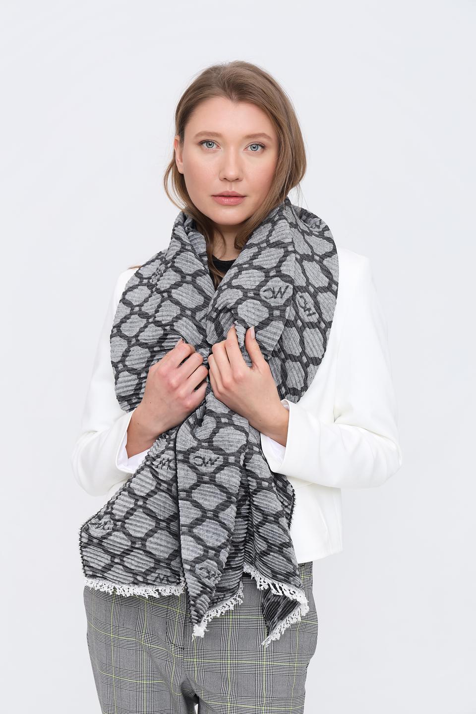 Шарф Marc Cain с логотипом серый