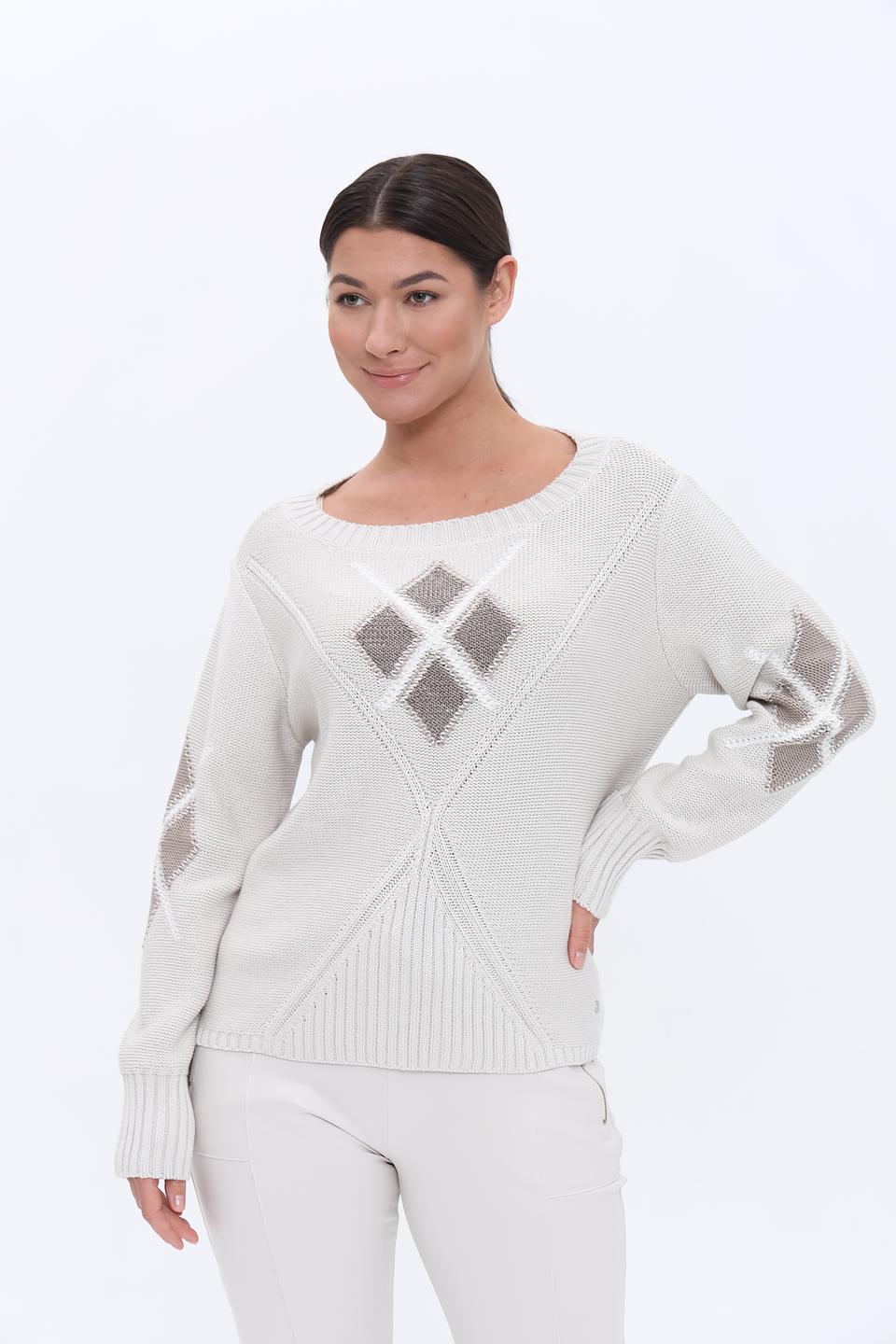 Пуловер Monari с ромбами бежевый