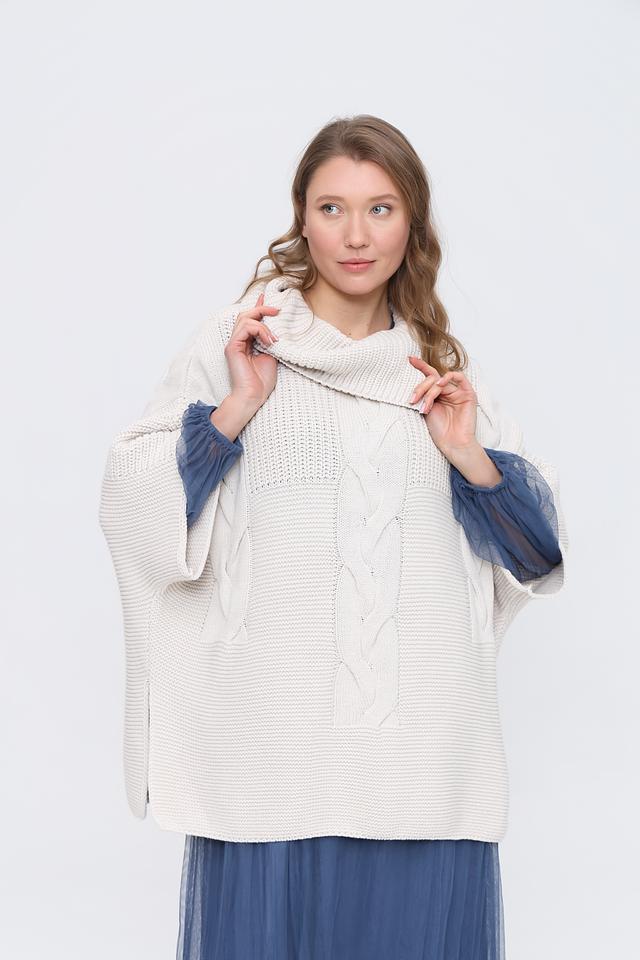 Пуловер Monari с косами бежевый