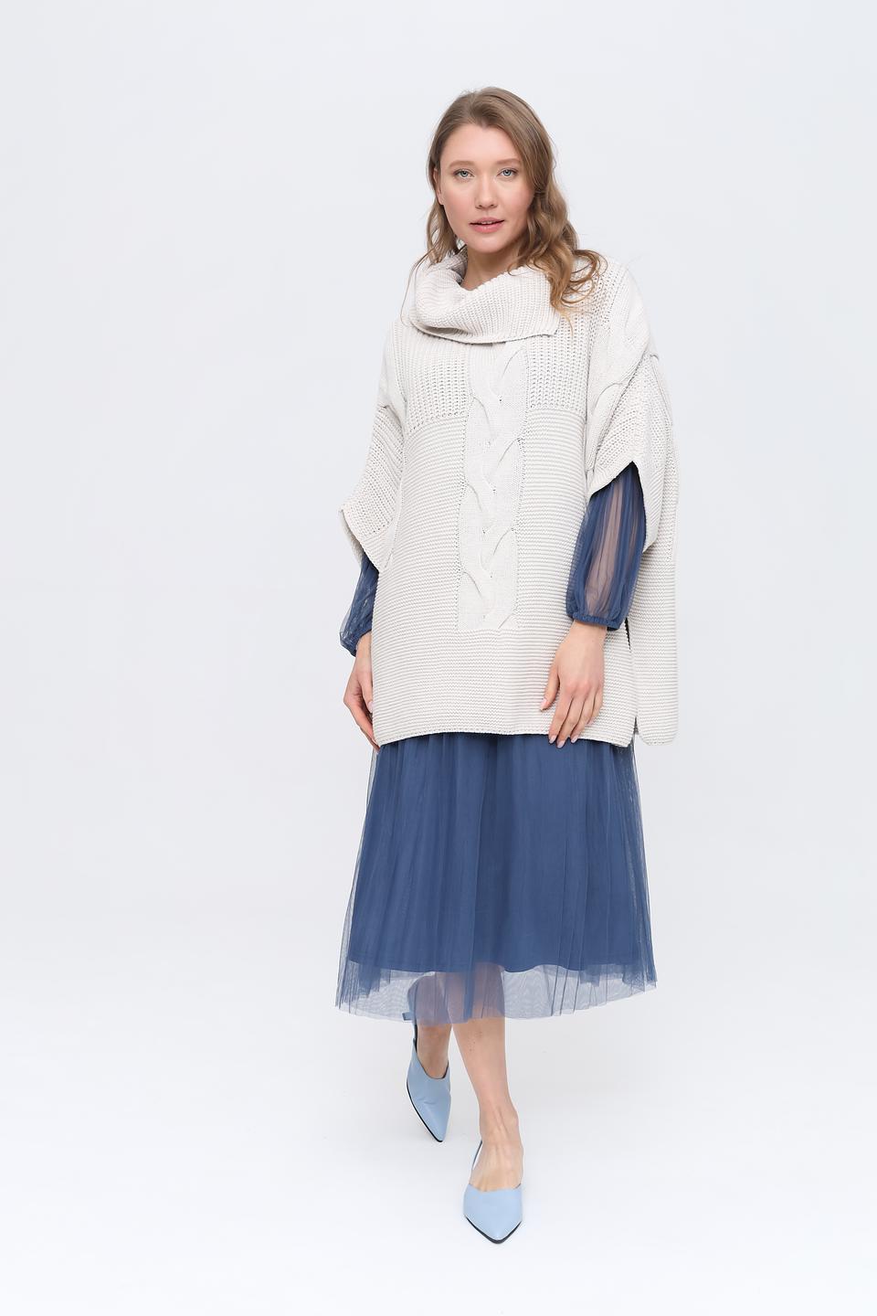 Пуловер Monari с косами бежевый