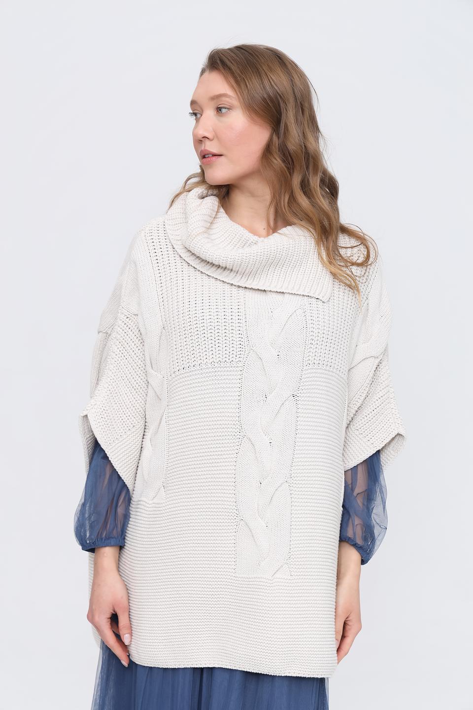 Пуловер Monari с косами бежевый