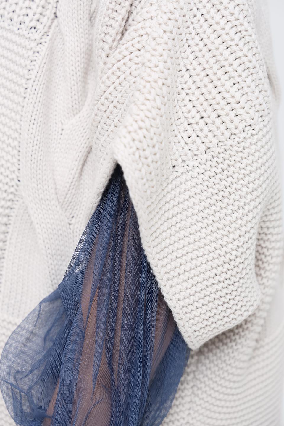 Пуловер Monari с косами бежевый