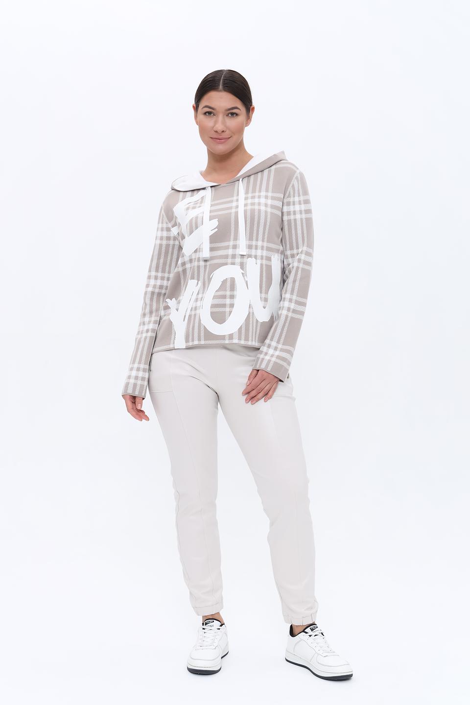 Пуловер Monari в клетку с капюшоном