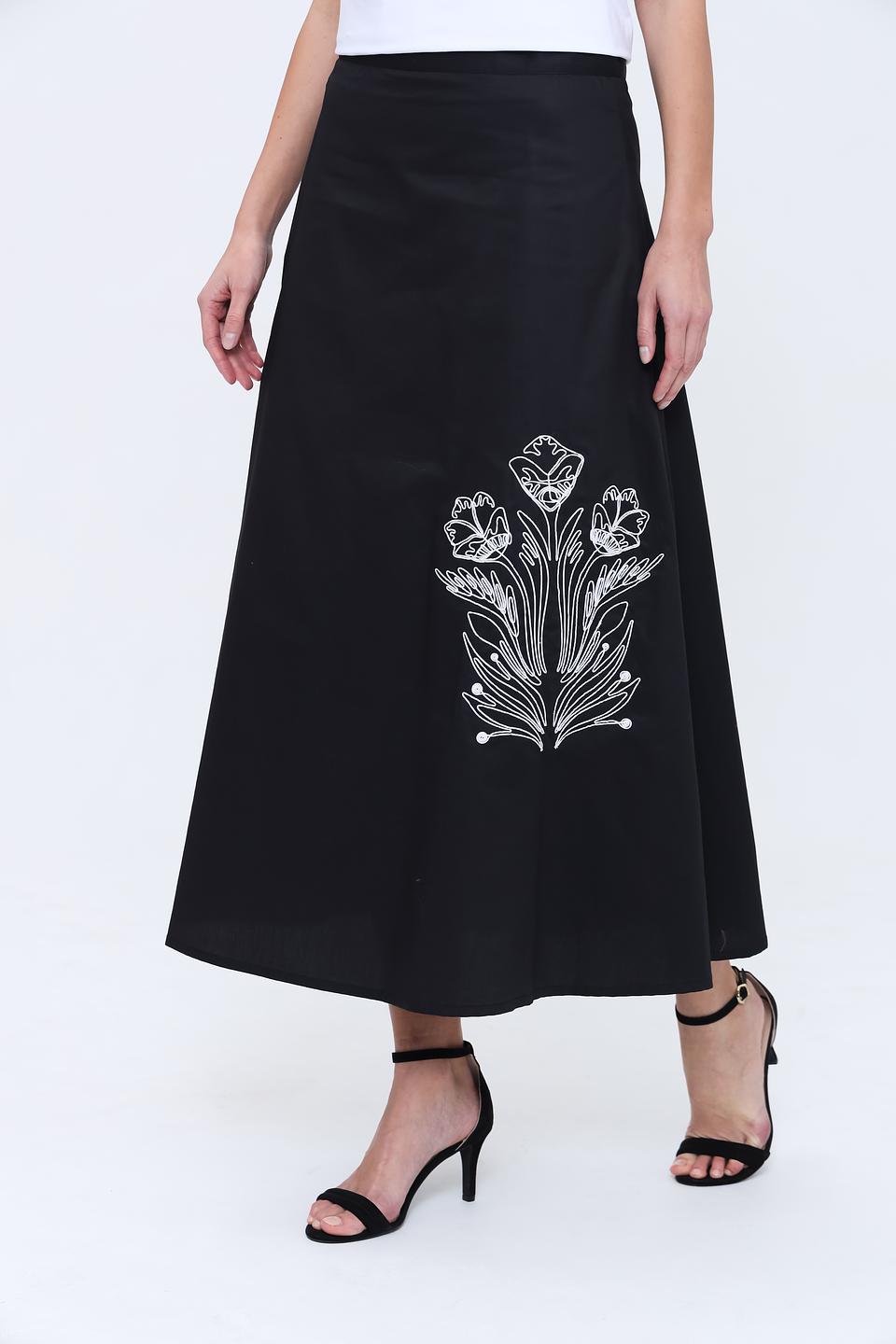 Юбка Pezzo с вышивкой чёрная