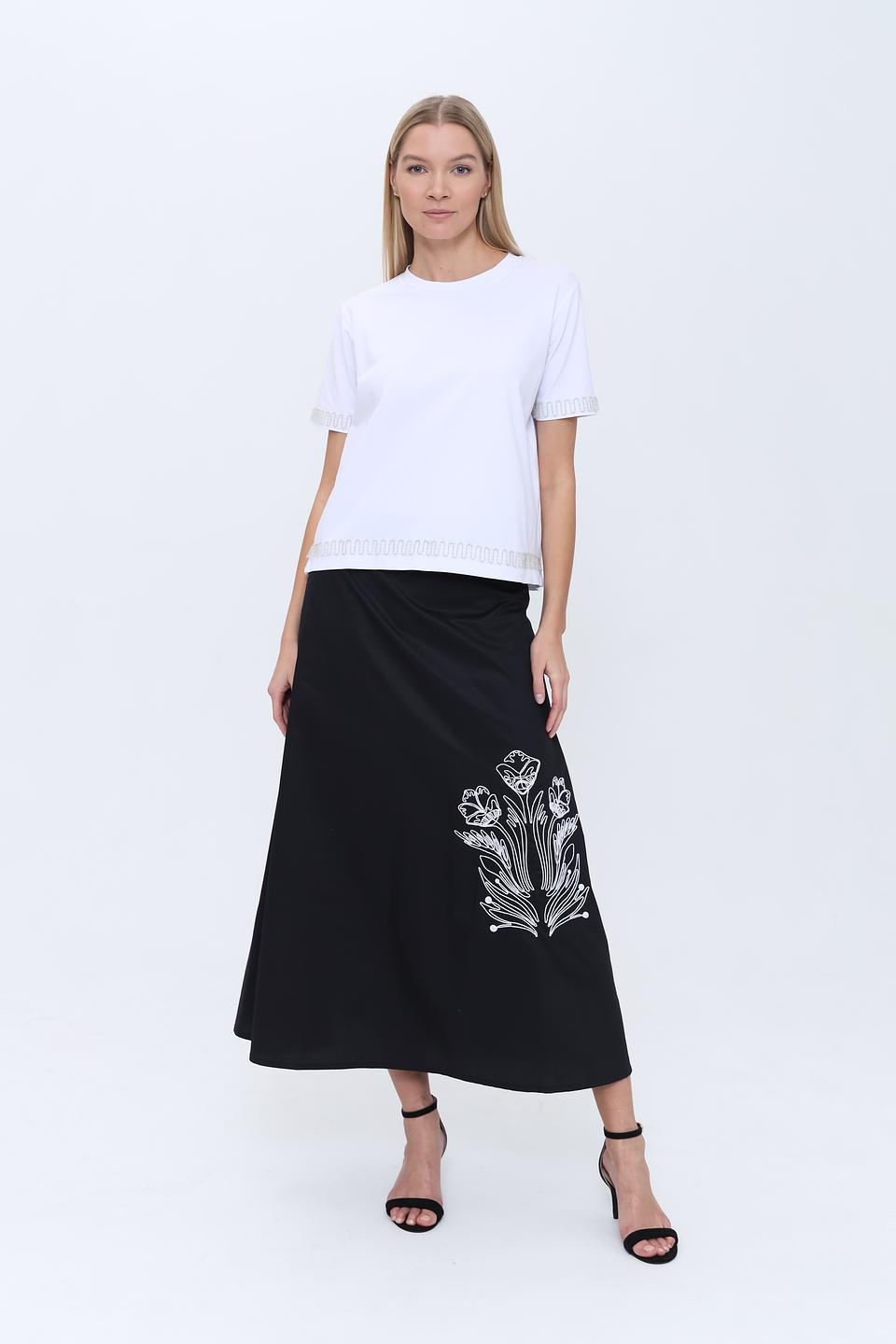 Юбка Pezzo с вышивкой чёрная