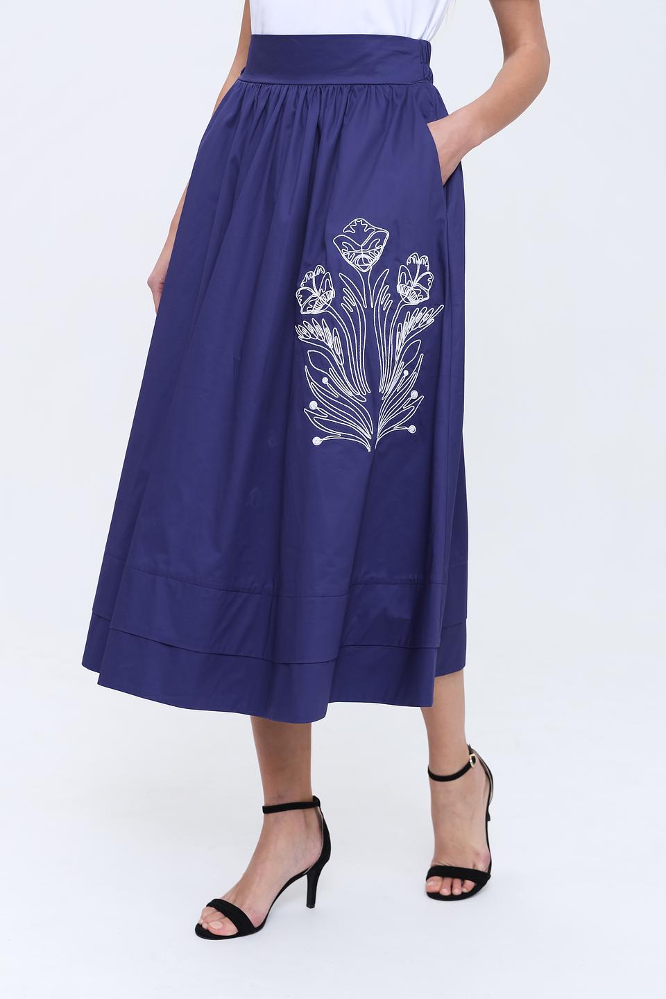 Юбка Pezzo с вышивкой синяя
