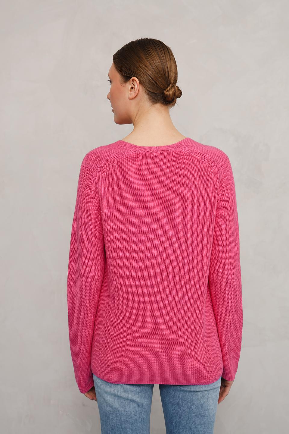 Пуловер Tom Tailor малиновый с V-образным вырезом