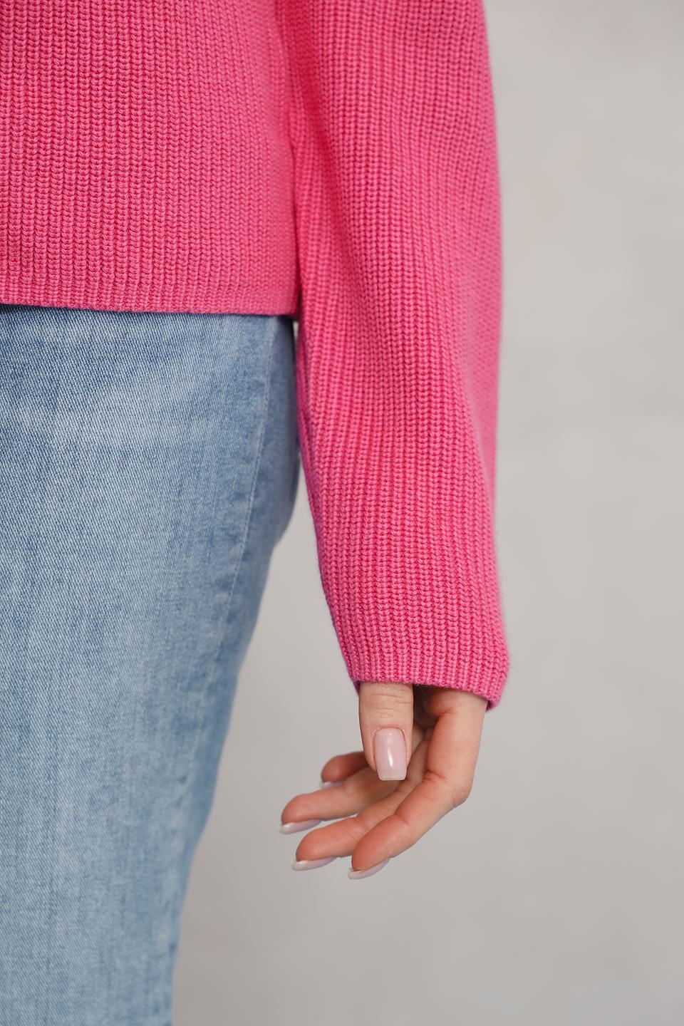 Пуловер Tom Tailor малиновый с V-образным вырезом