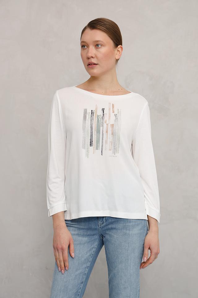 Блуза Tom Tailor с принтом белая