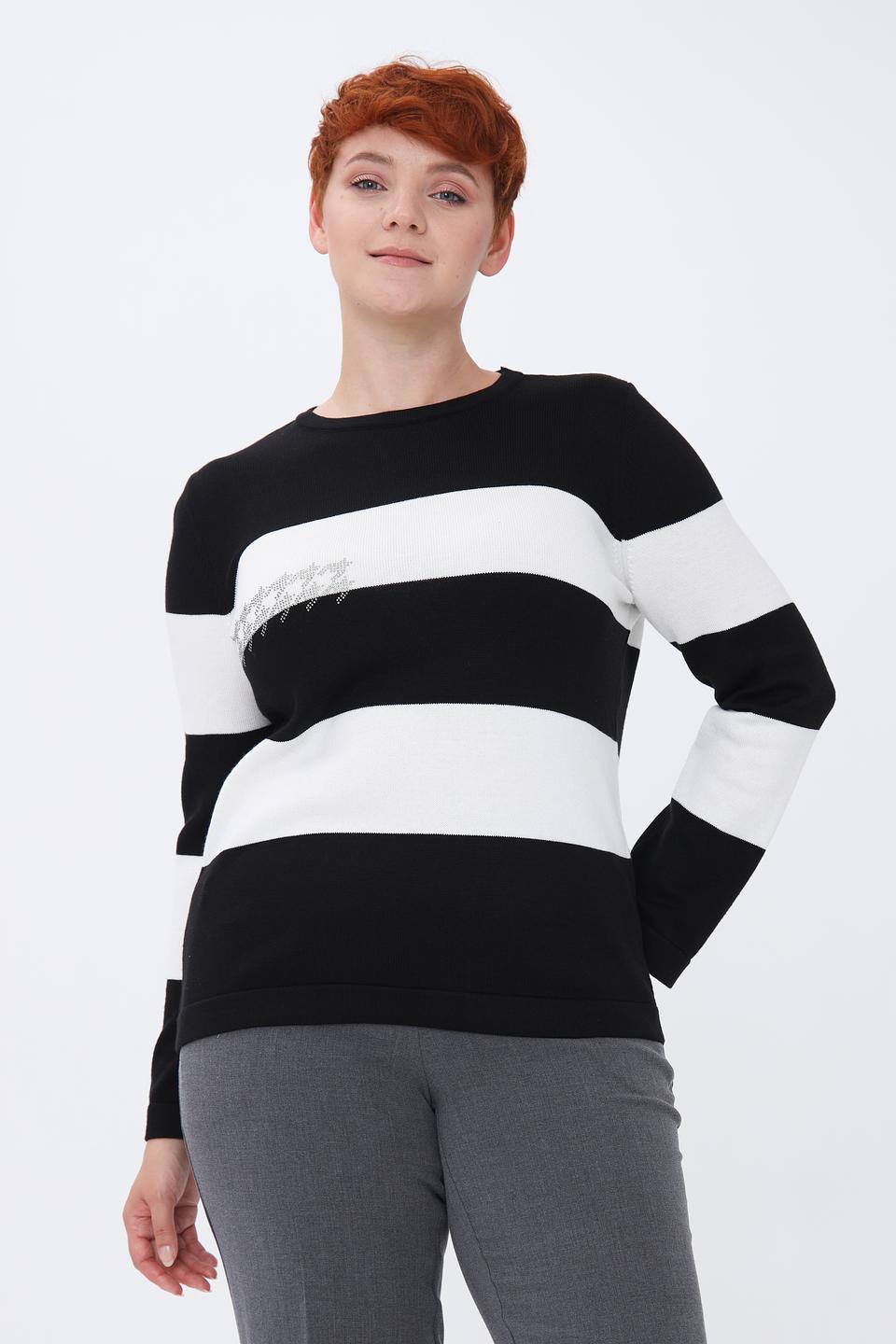 Пуловер Lebek в полоску чёрный