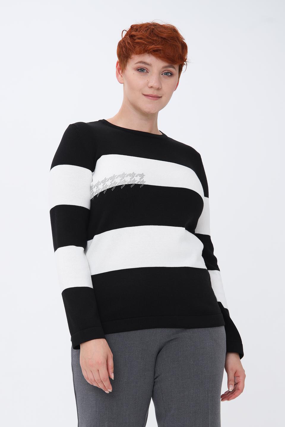 Пуловер Lebek в полоску чёрный