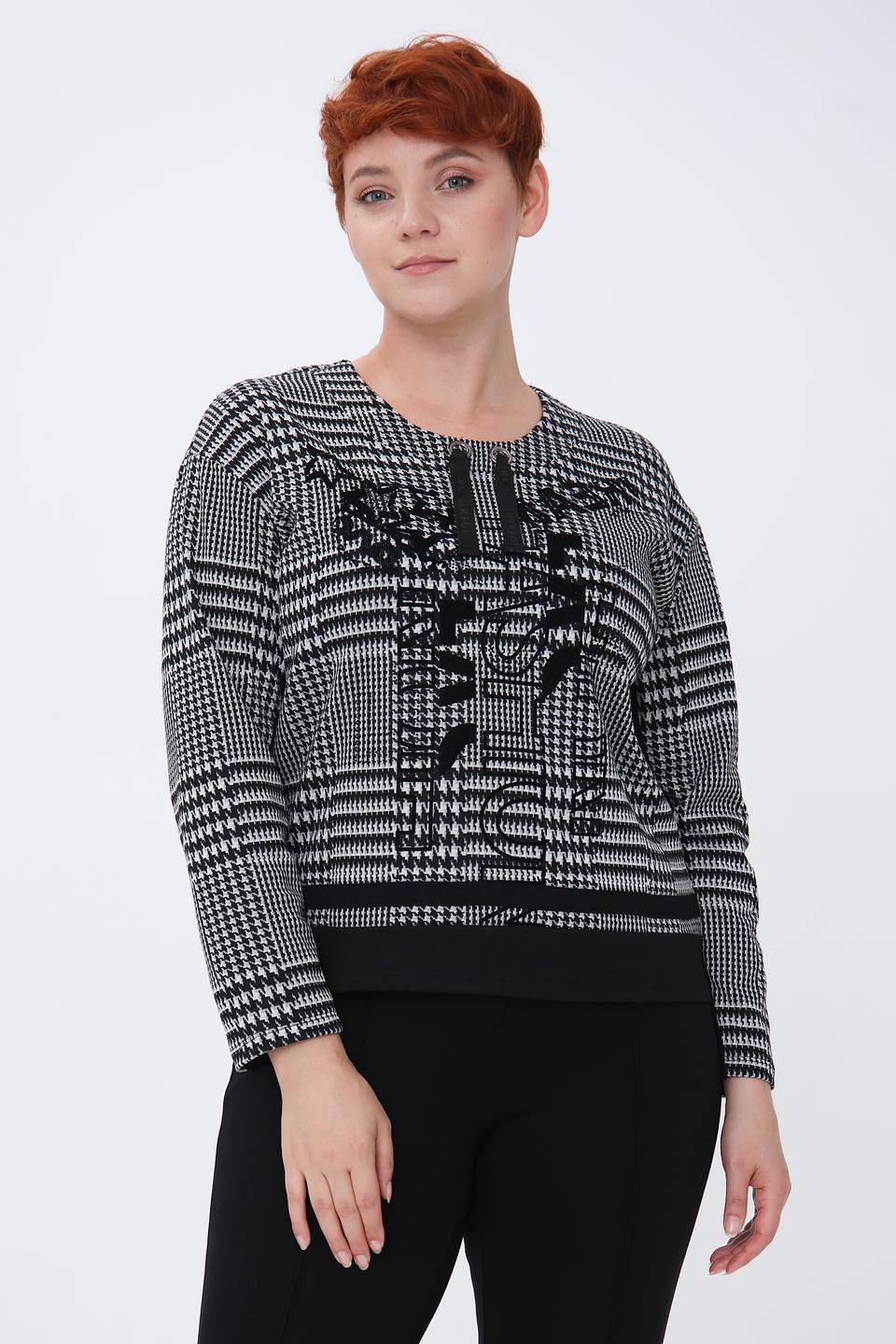 Пуловер Lebek в клетку чёрно-белый