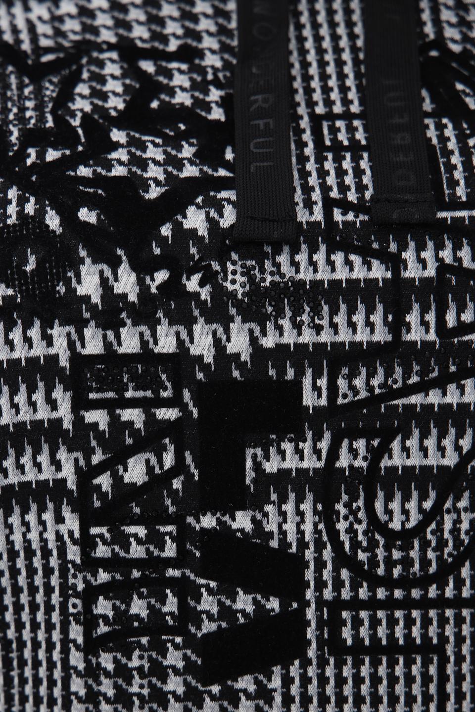 Пуловер Lebek в клетку чёрно-белый