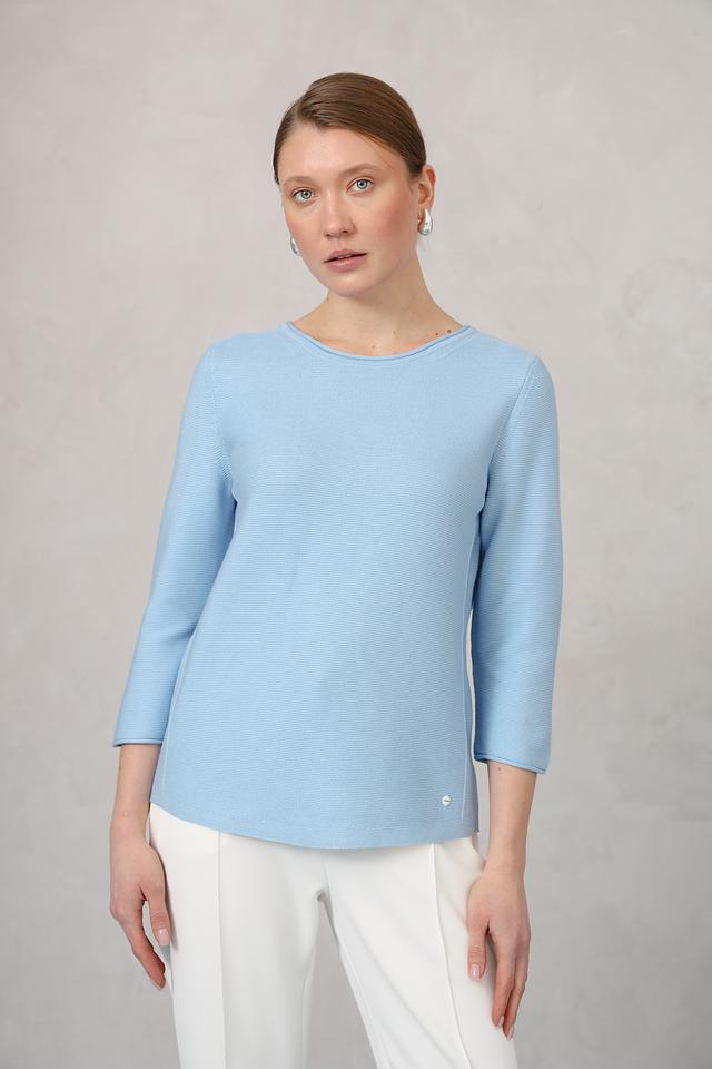 Пуловер Olsen голубой с рукавом 3/4