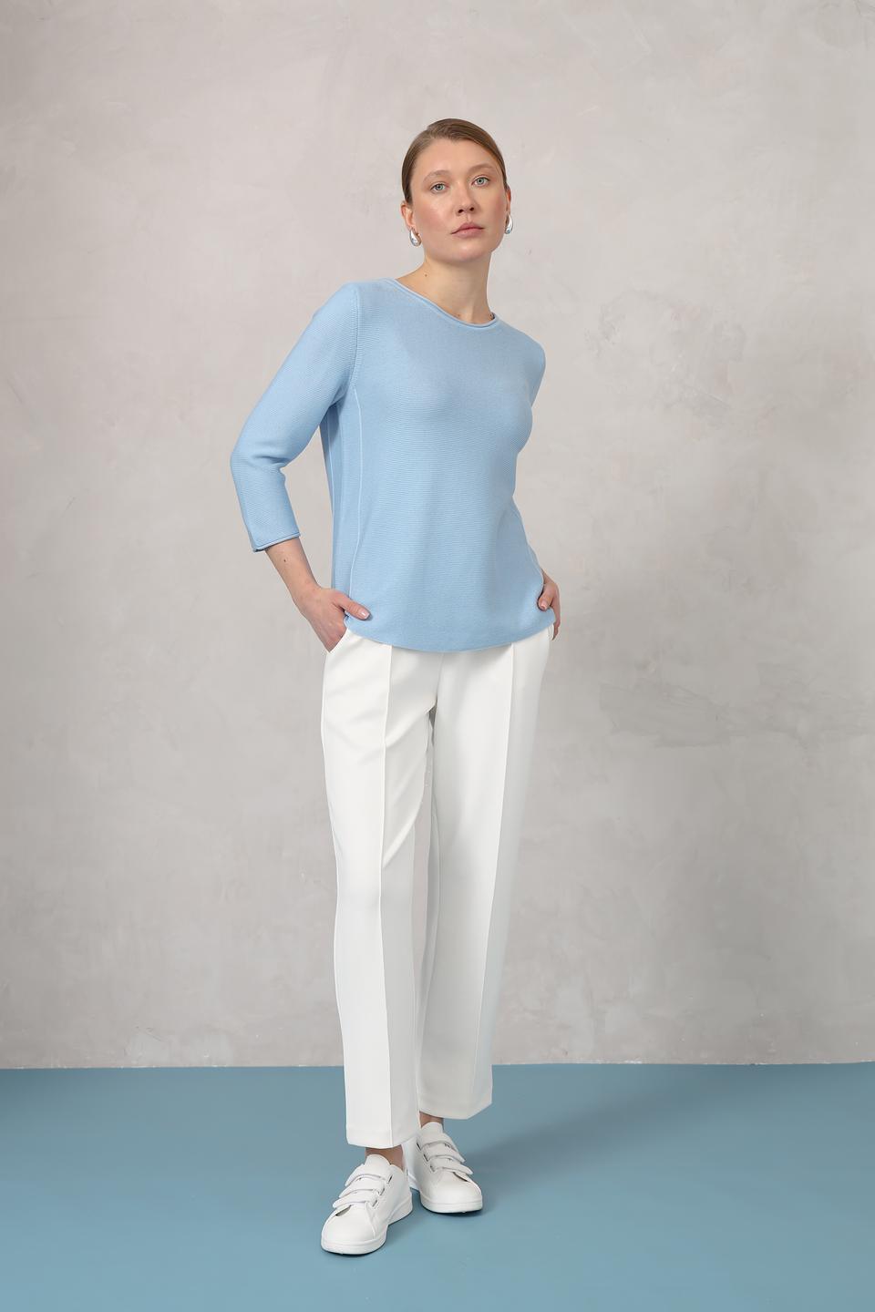 Пуловер Olsen голубой с рукавом 3/4