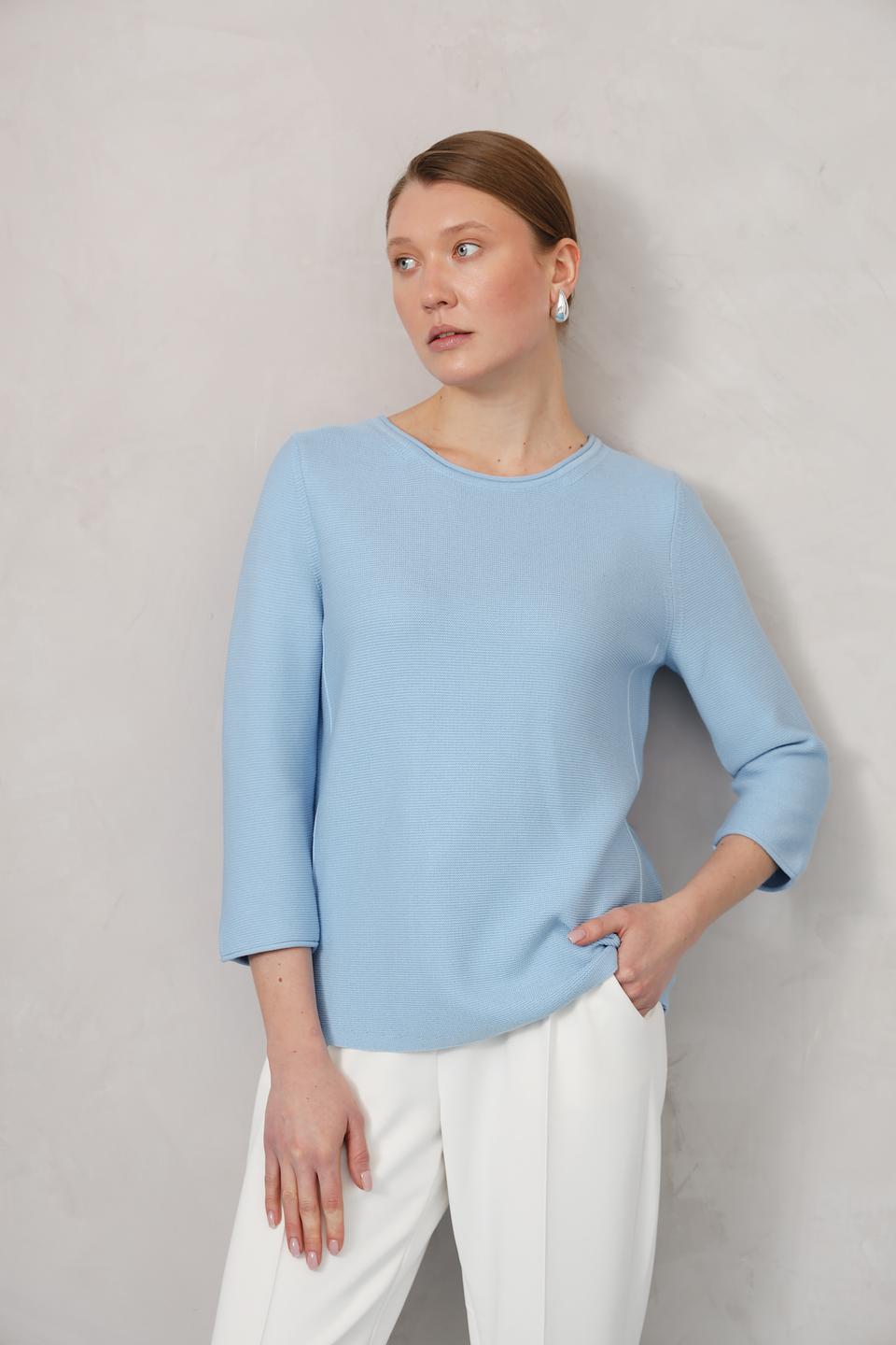 Пуловер Olsen голубой с рукавом 3/4