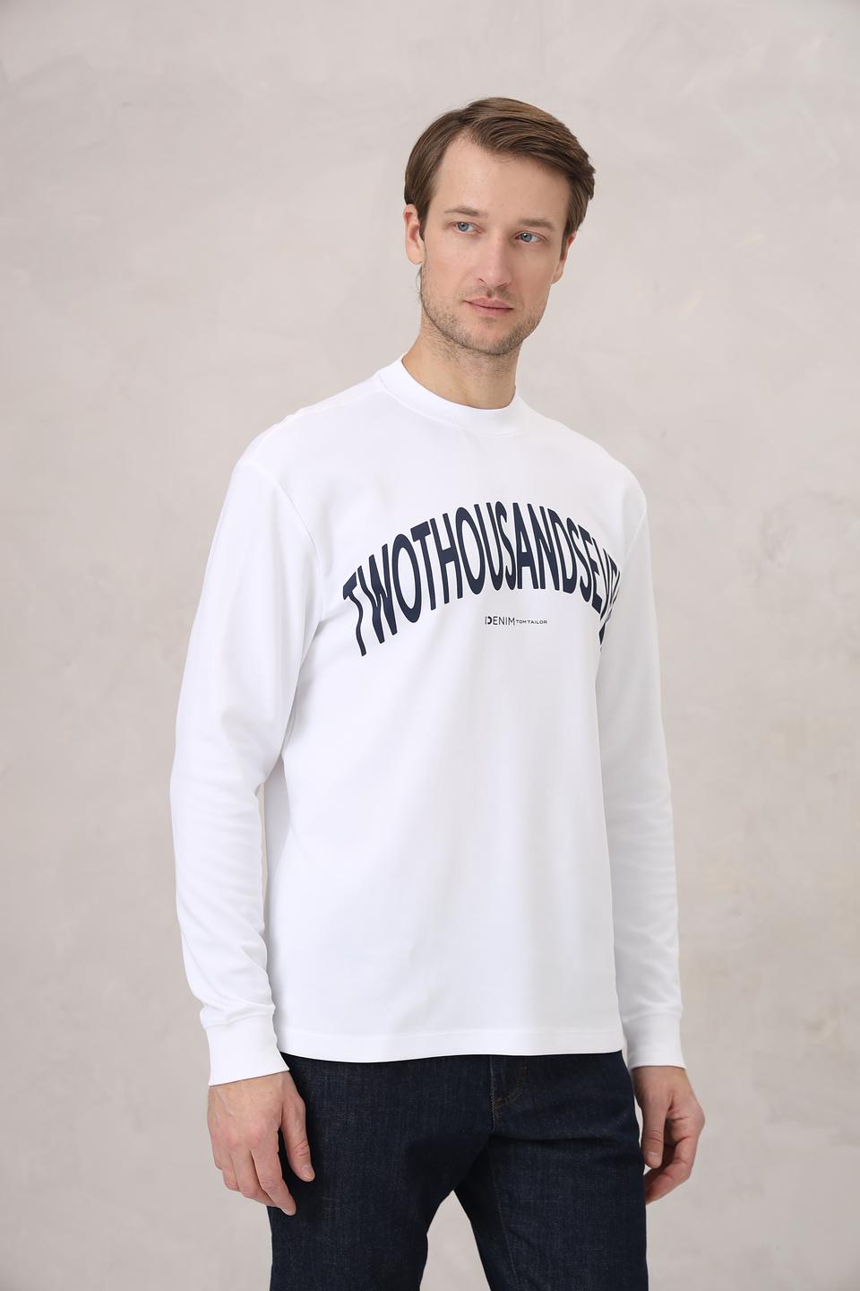 Лонгслив Tom Tailor denim белый