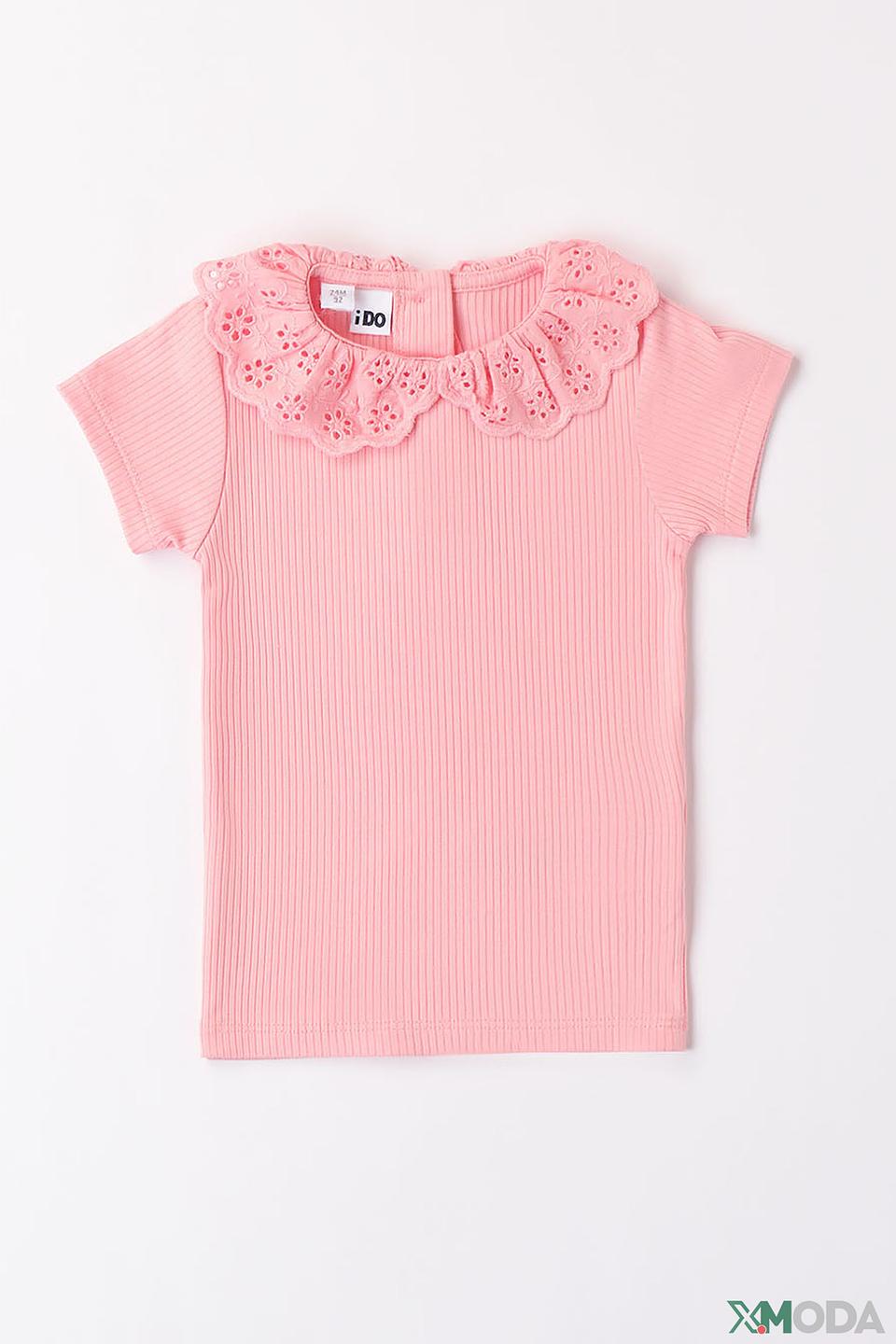 Футболка Ido дев. с воротником-рюш розовый