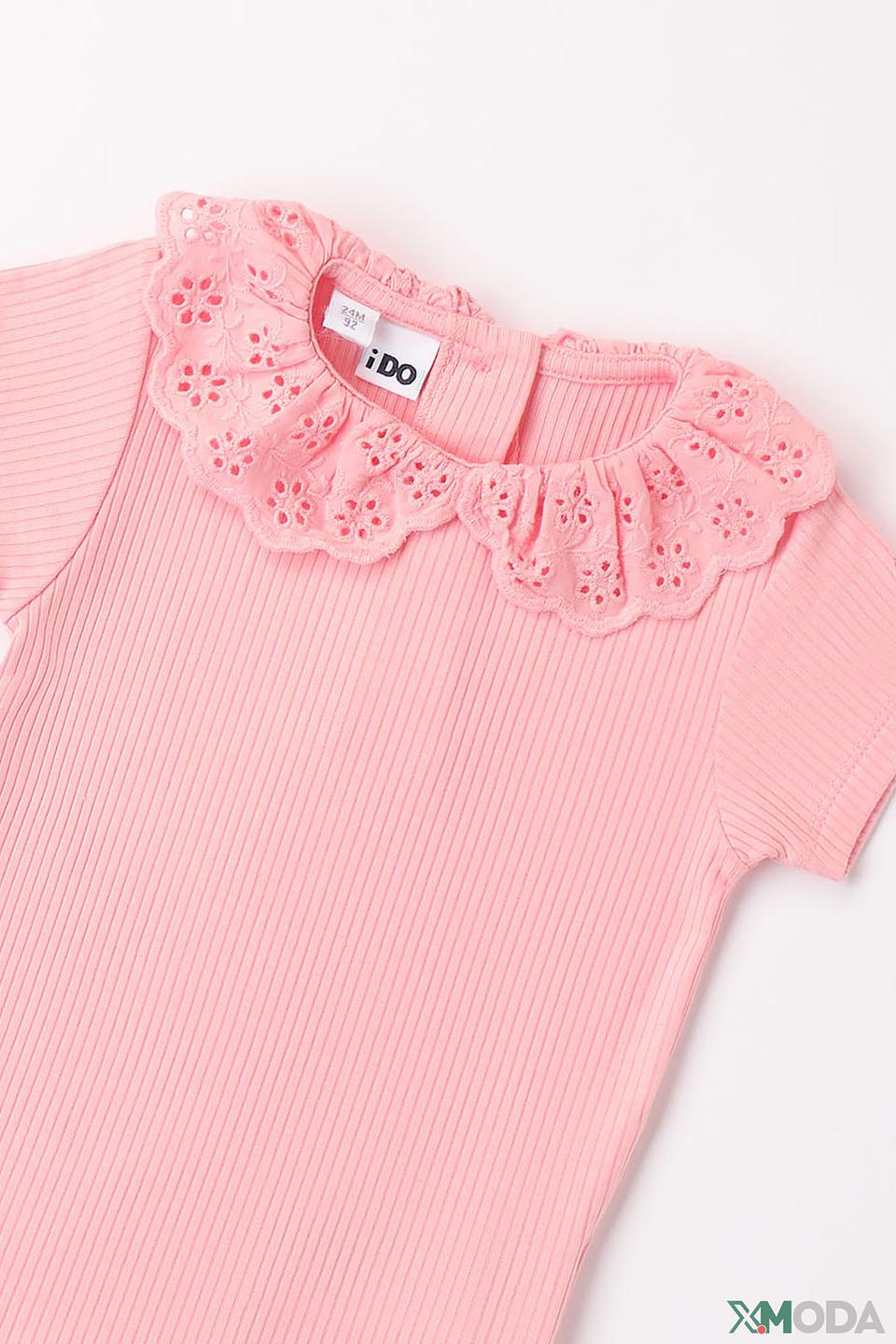 Футболка Ido дев. с воротником-рюш розовый