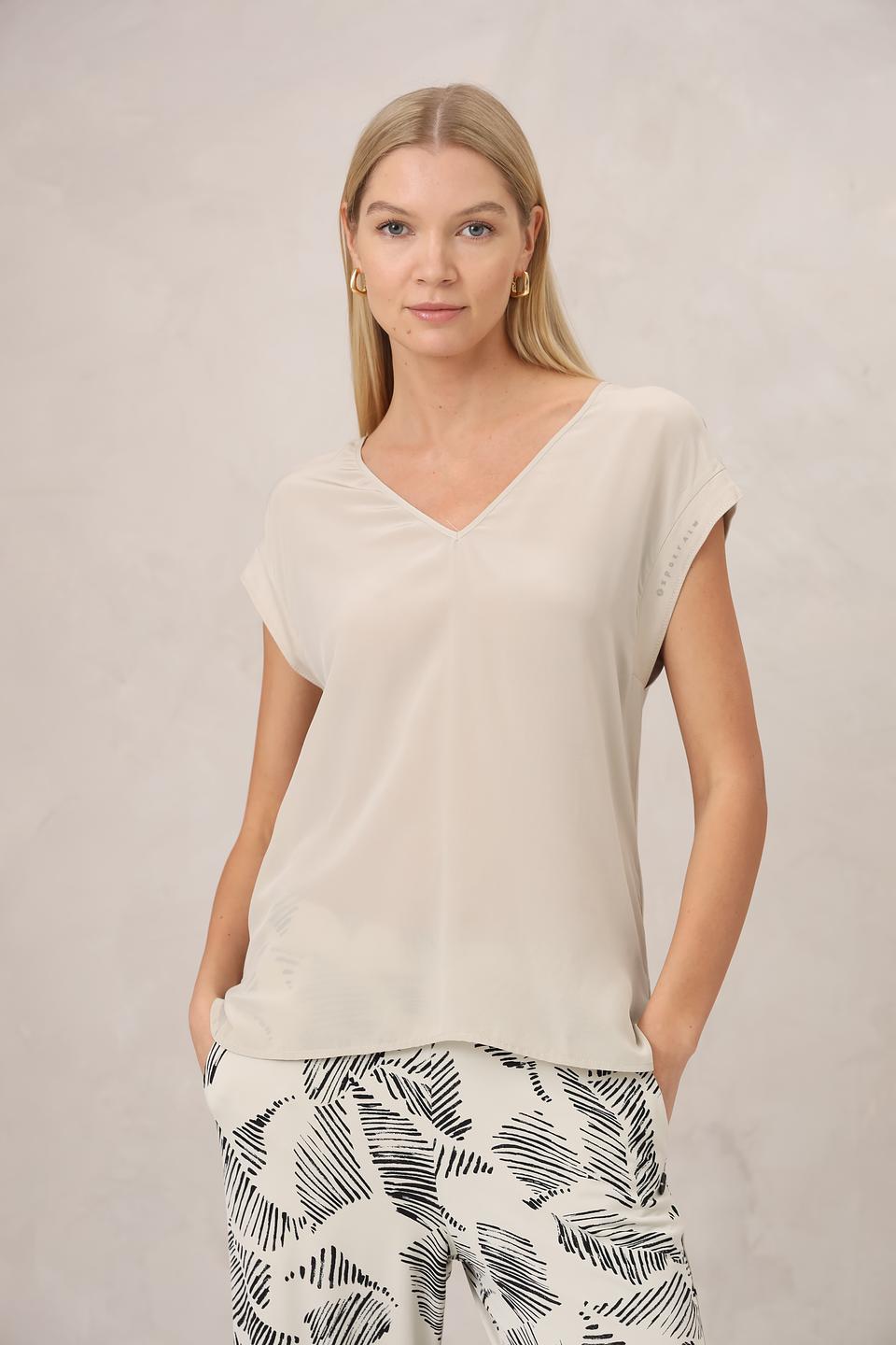 Блуза Sportalm бежевая с V-образным вырезом