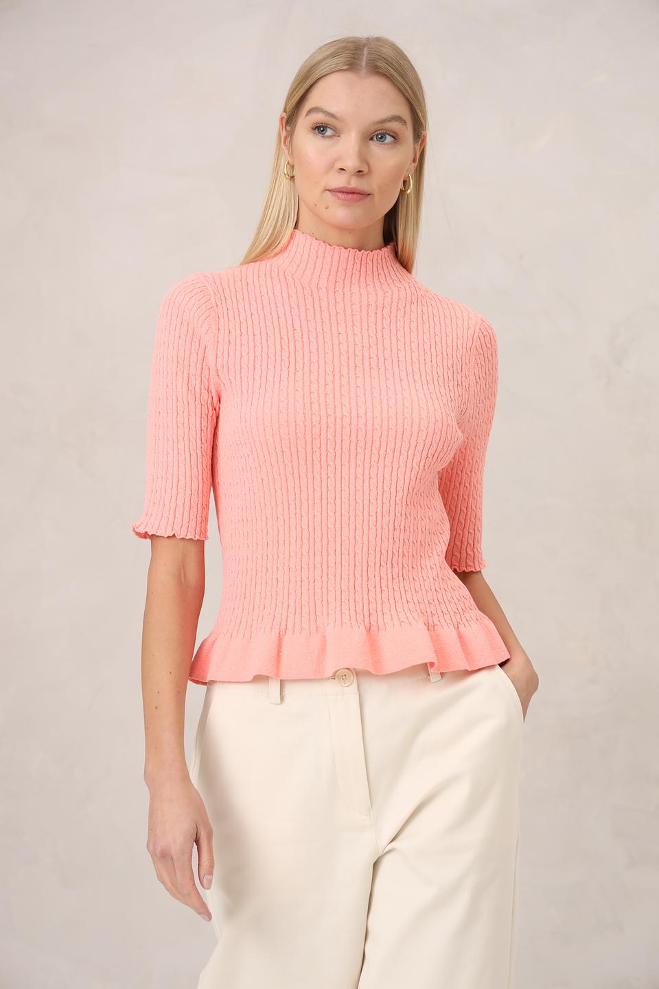 Пуловер Gerry Weber кораллового цвета с оборкой
