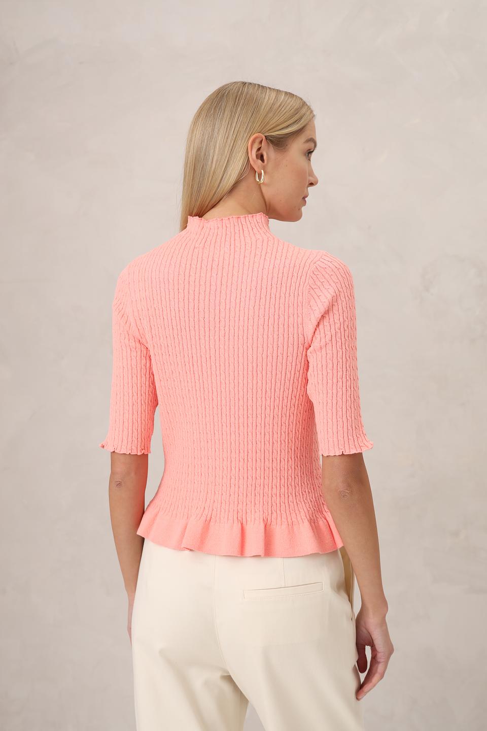 Пуловер Gerry Weber кораллового цвета с оборкой