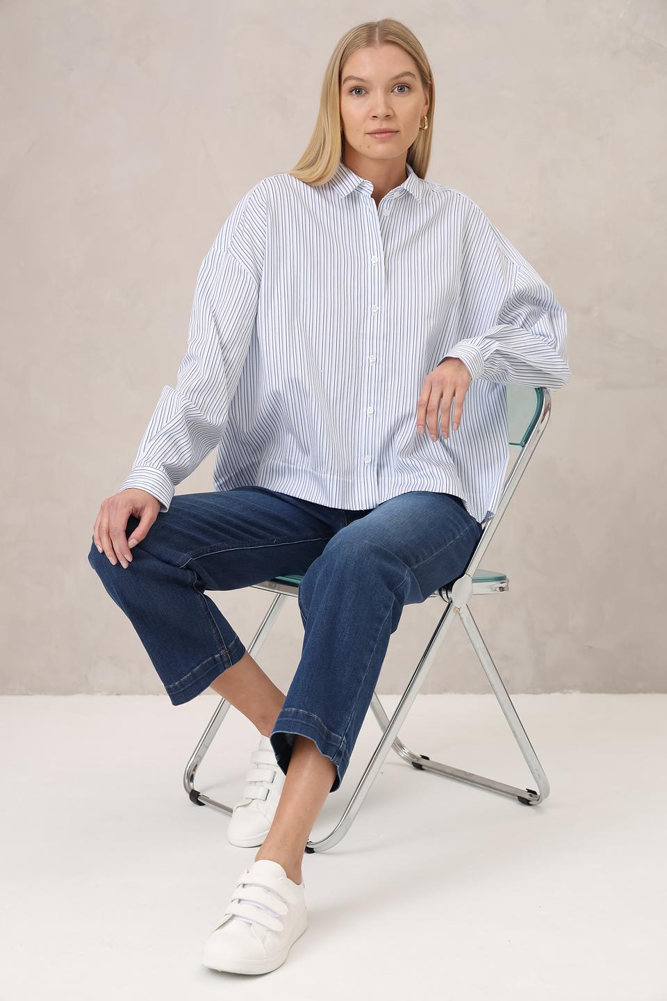 Рубашка Margittes в полоску голубую