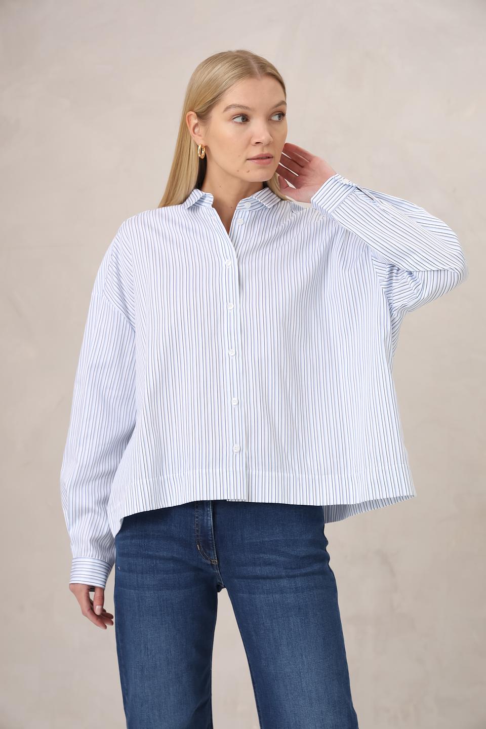 Рубашка Margittes в полоску голубую