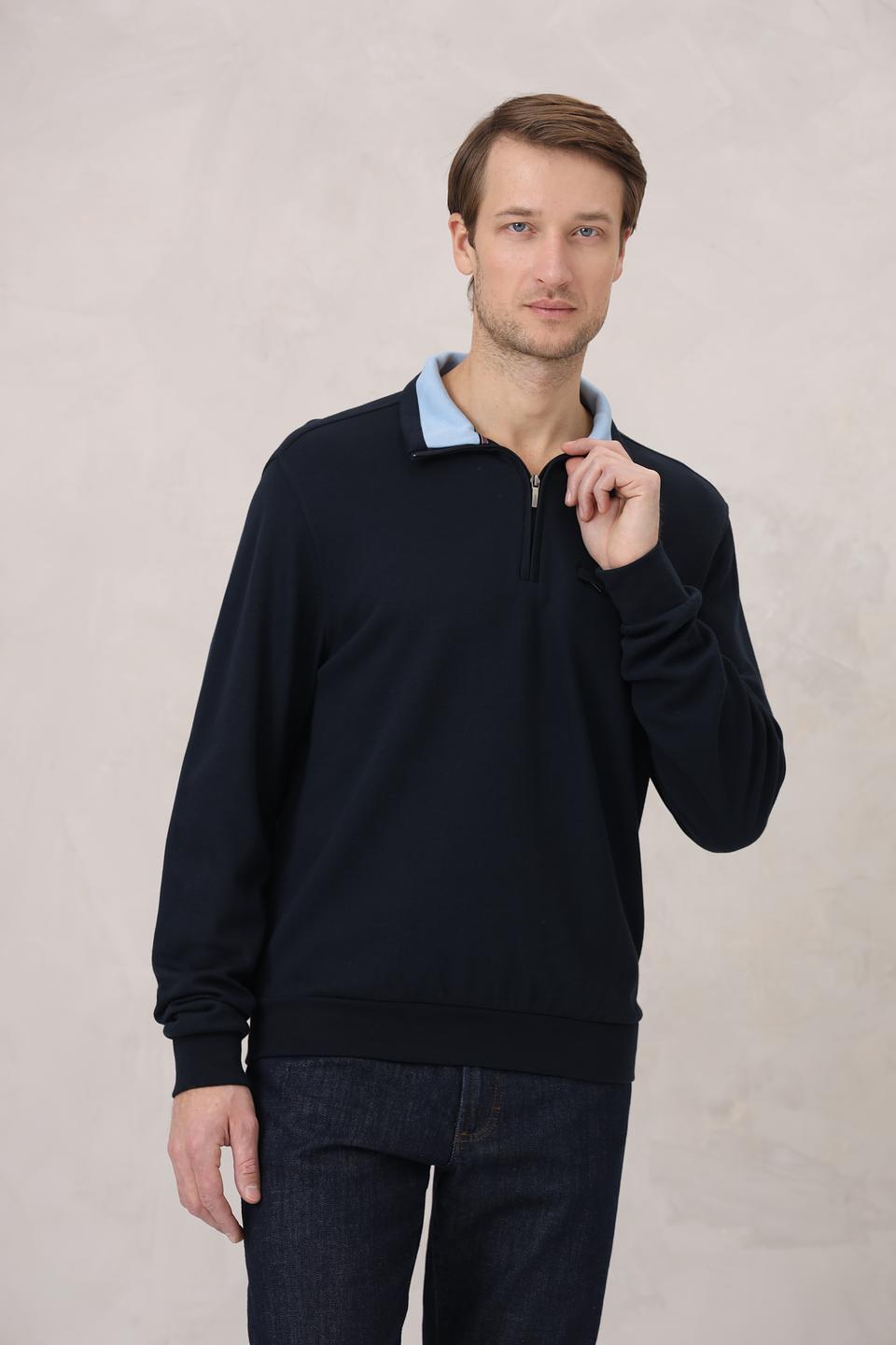 Джемпер Monte Carlo с молнией темно-синий