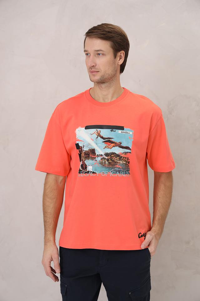 Футболка Carlo Colucci с принтом оранжевая