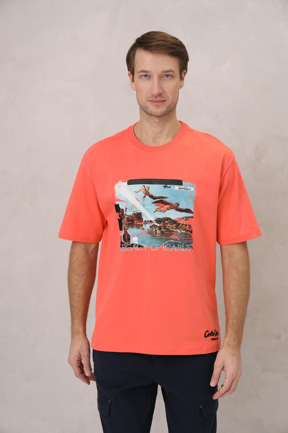 Футболка Carlo Colucci с принтом оранжевая