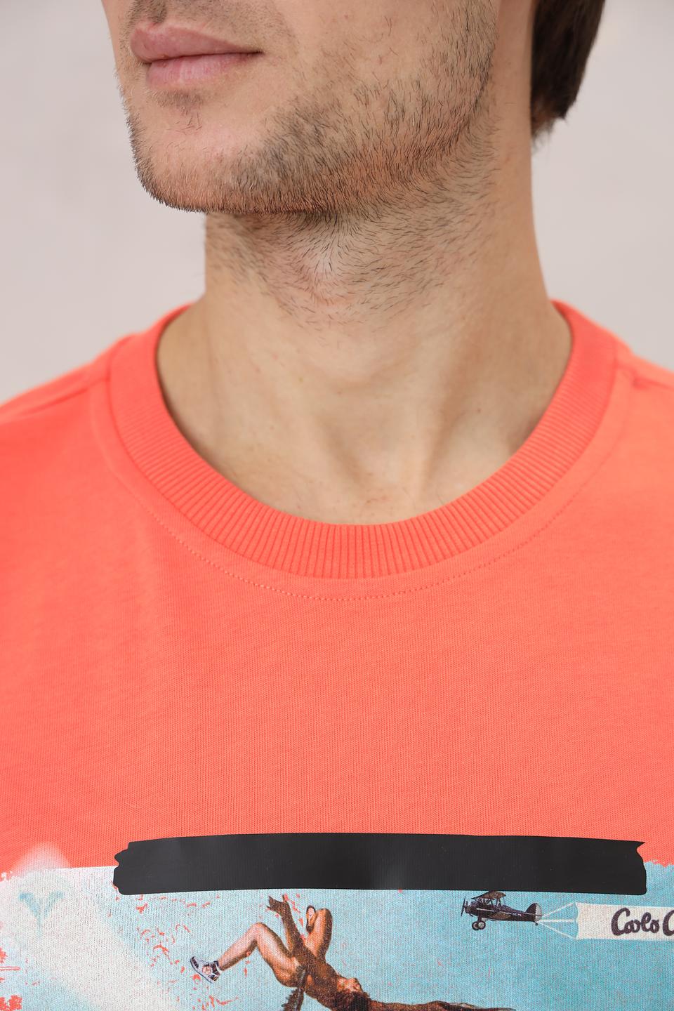 Футболка Carlo Colucci с принтом оранжевая