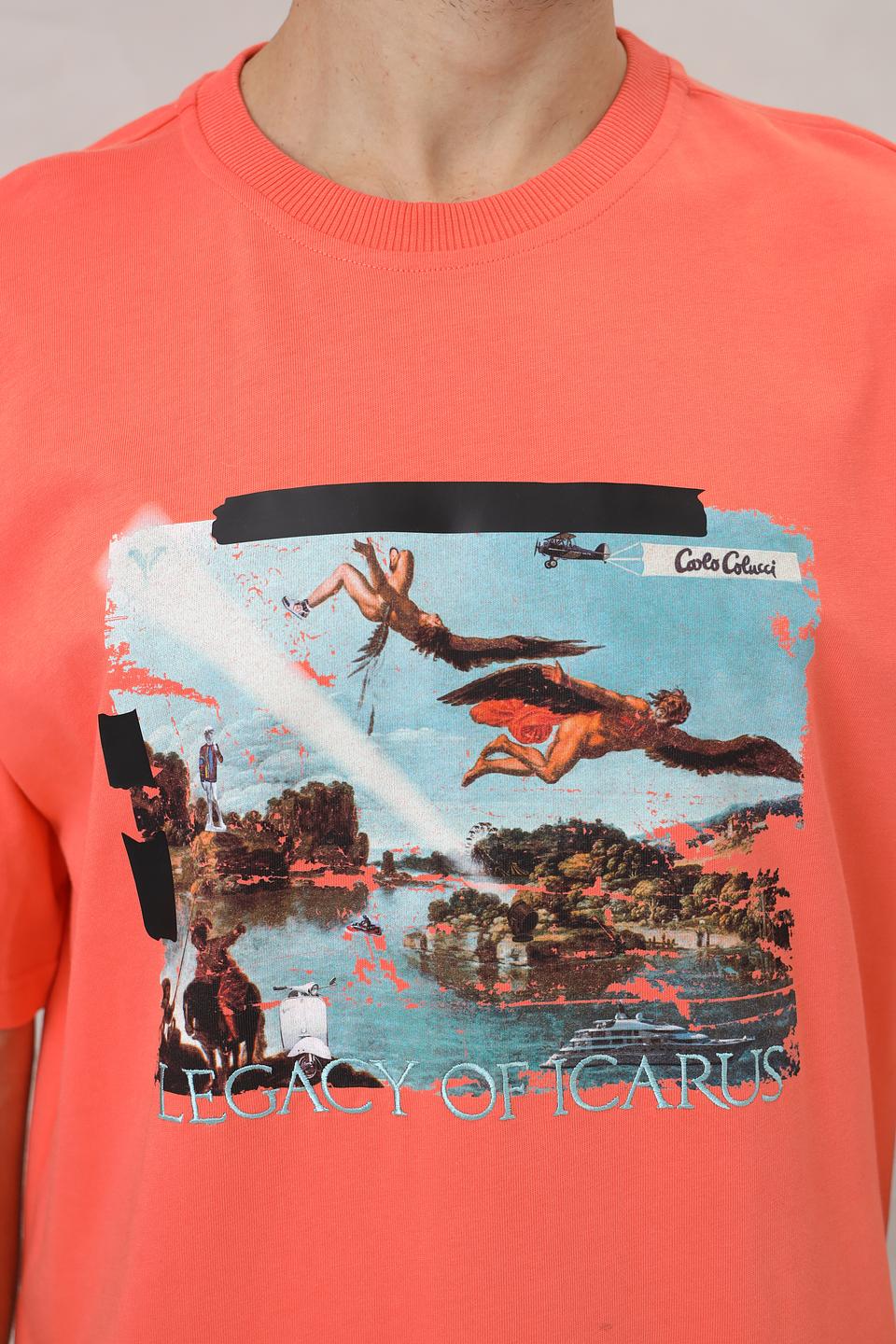 Футболка Carlo Colucci с принтом оранжевая