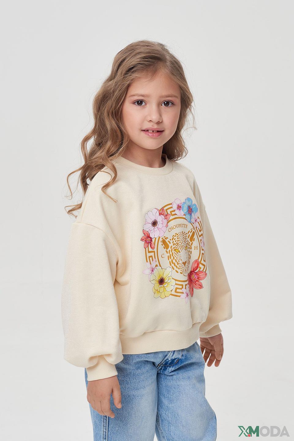 Джемпер Choupette молочный с цветочным принтом и леопардом